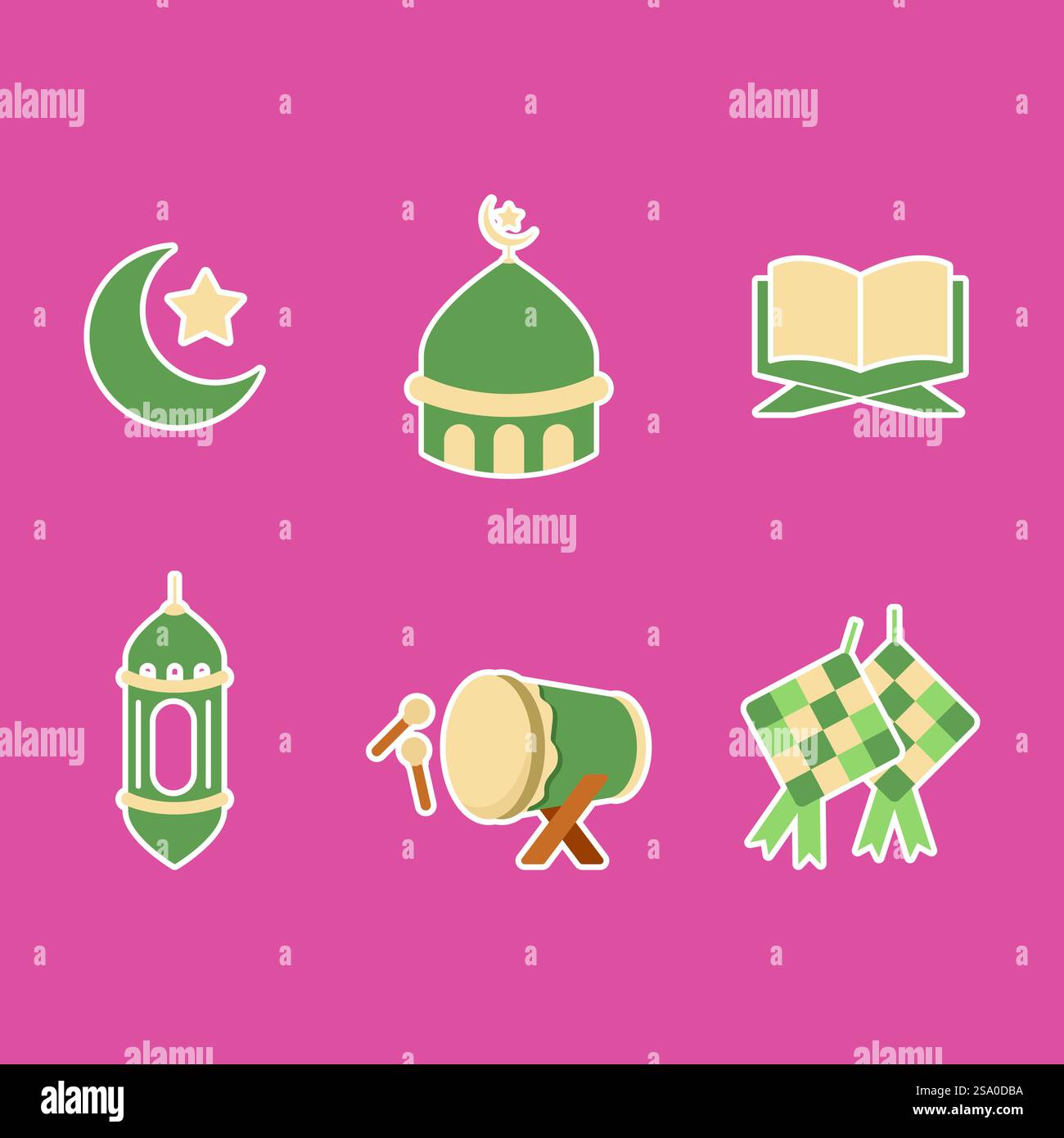 Ramadan icon set flat design Stock Vector