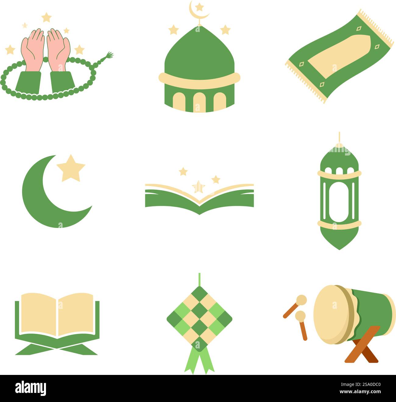 Ramadan icon set flat design Stock Vector