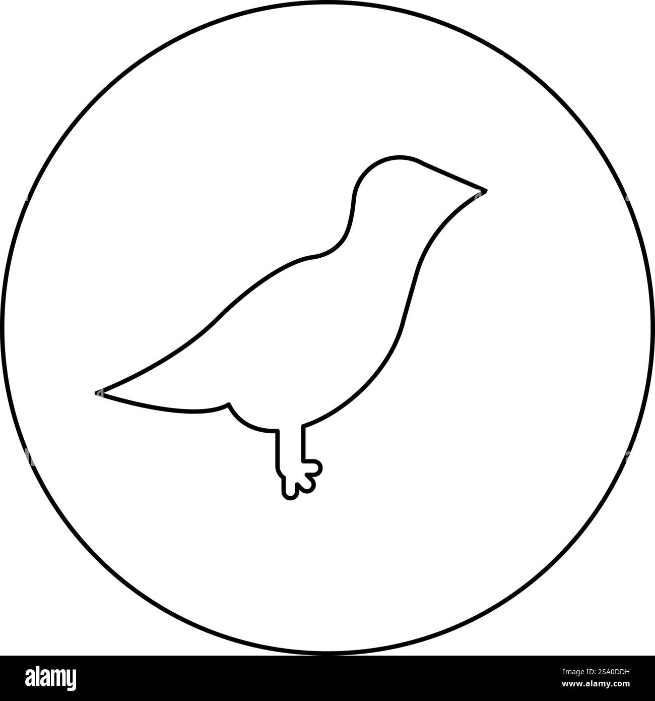 Bird icon in circle round black color vector illustration image outline ...