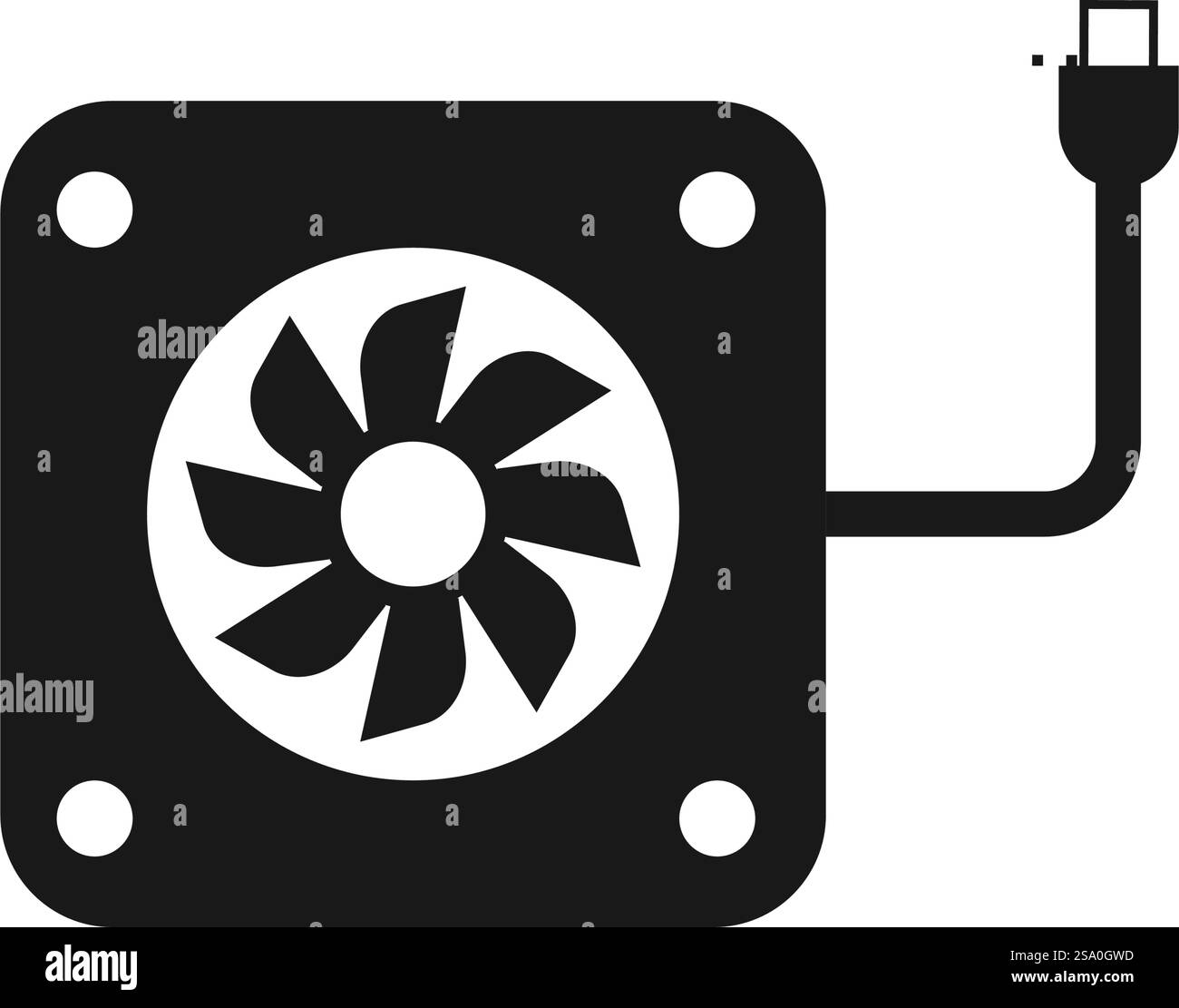 Cooler fan computer icon flat design Stock Vector