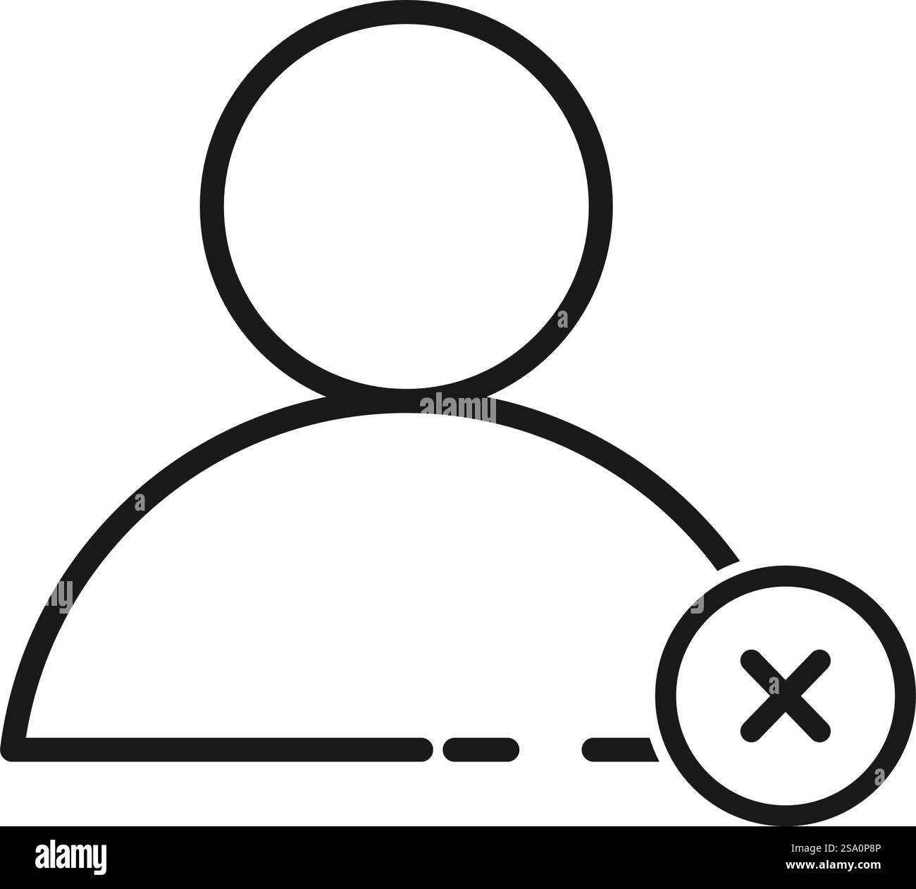 Profile icon with a cross in a circle. Stock Vector