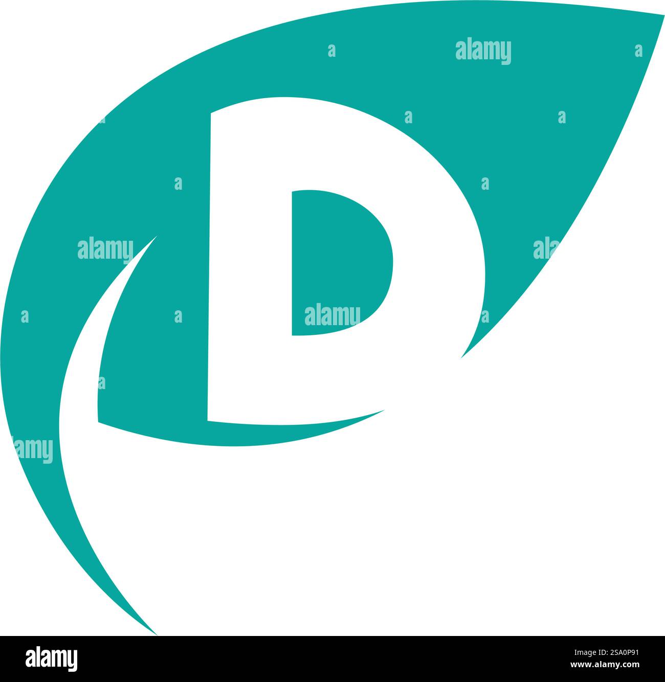 D Initial letter with green leaf logo vector flat design is a design ...