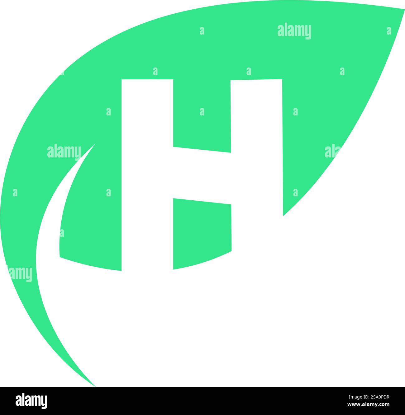 H Initial letter with green leaf logo vector flat design is a design ...