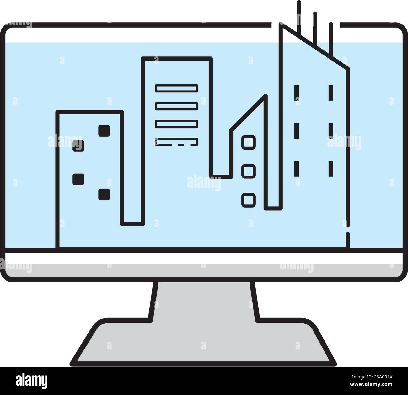 Building line icon flat design Stock Vector