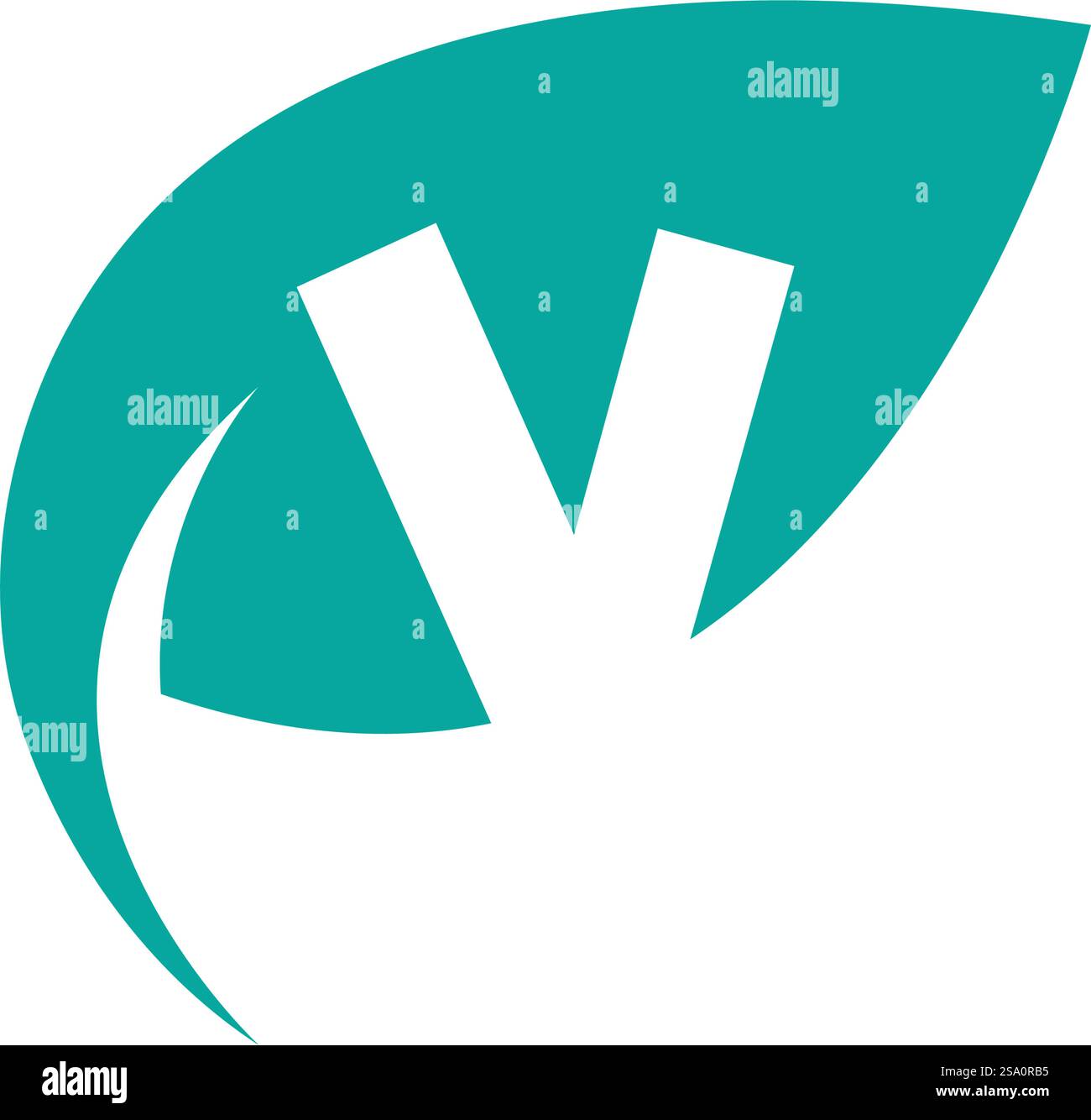 V Initial letter with green leaf logo vector flat design is a design ...