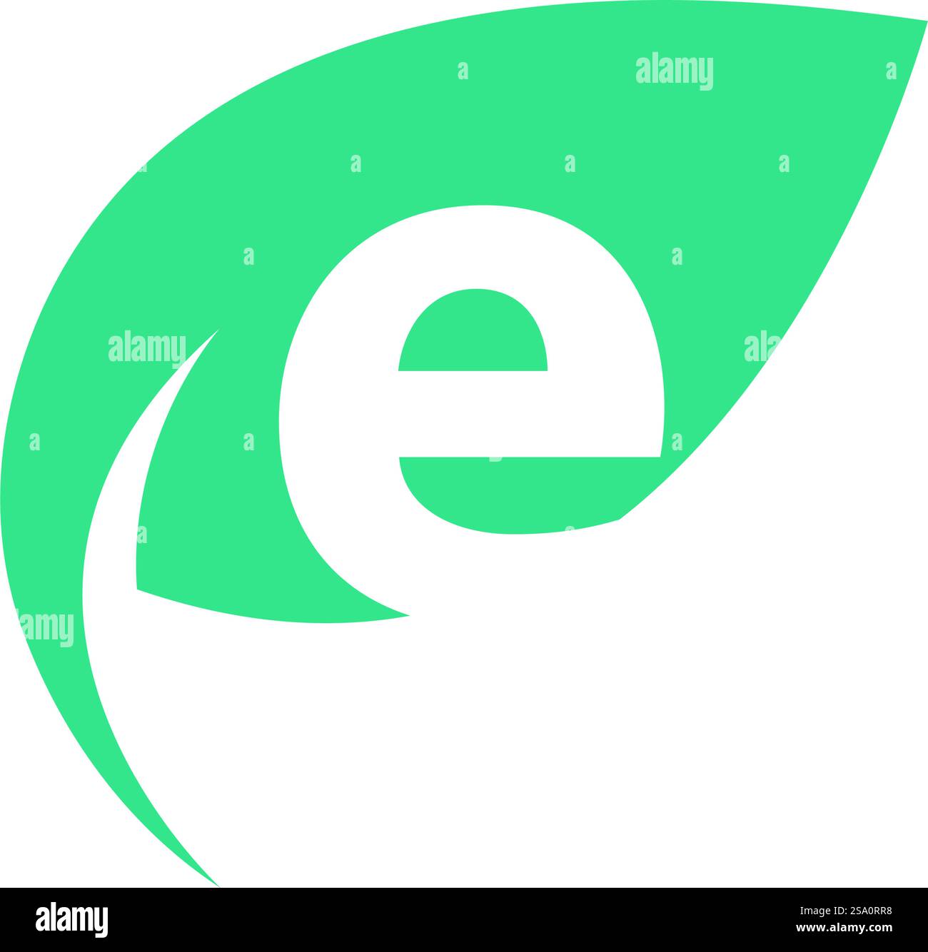 E Initial letter with green leaf logo vector flat design is a design ...