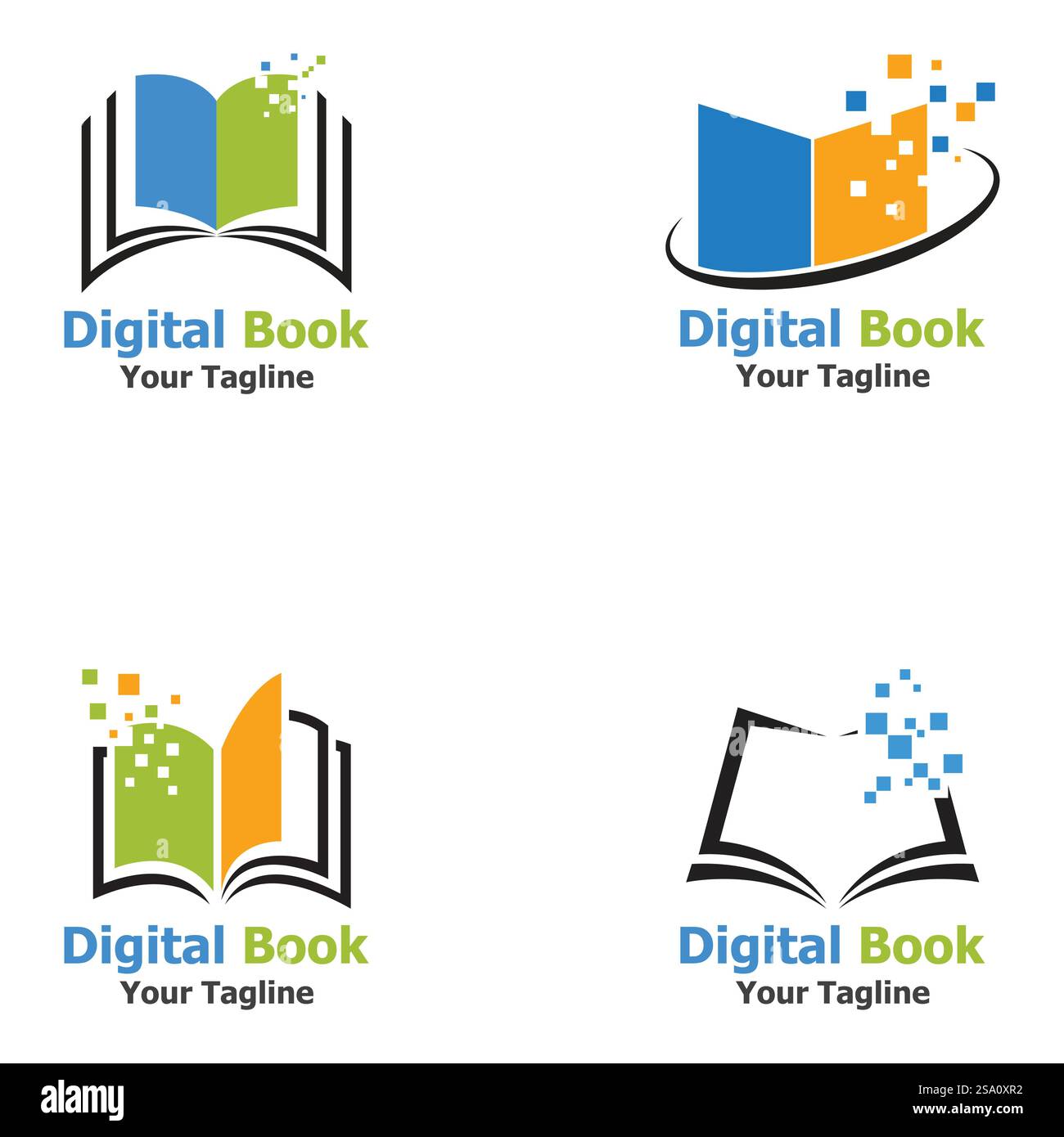 technology modern digital book logo vector icon illustration design ...