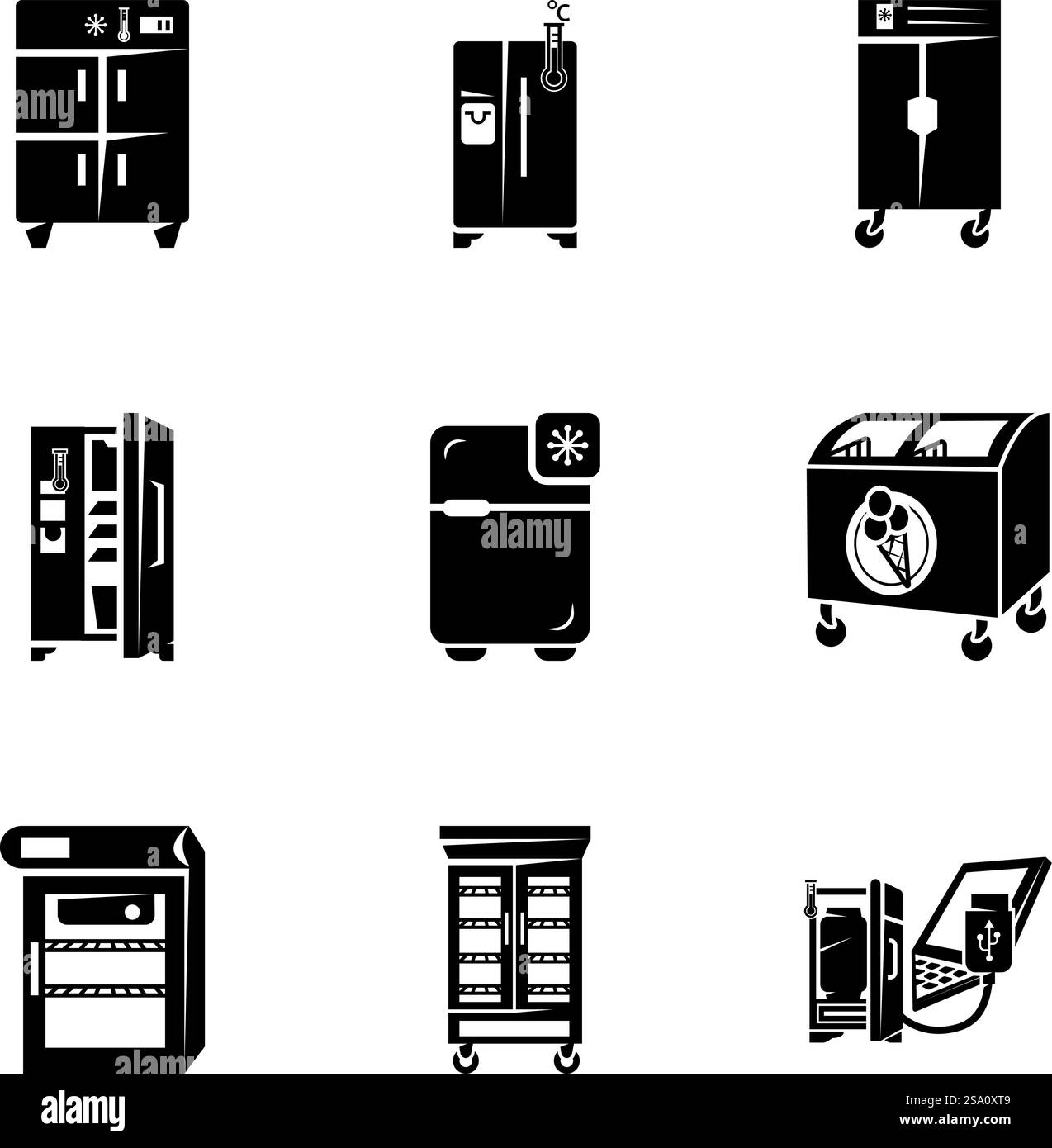 Home fridge icon set. Simple set of 9 home fridge vector icons for web ...