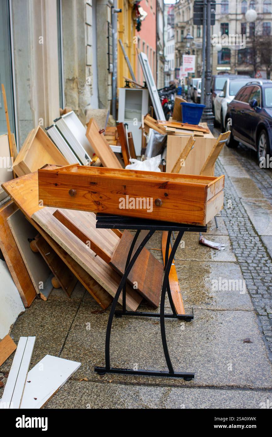Heap of furniture waste outdoor vertical Stock Photo