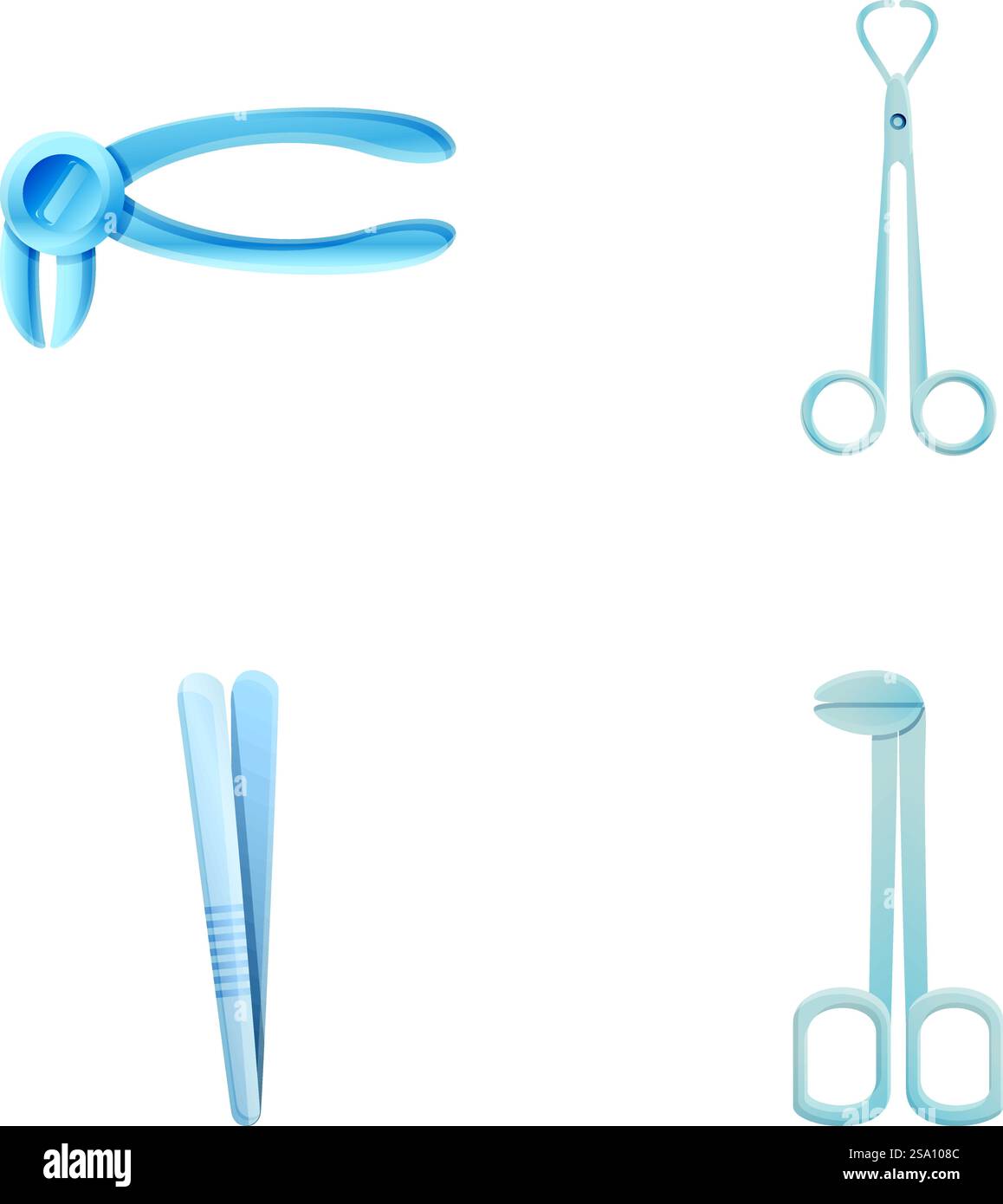 Surgical instrument icons set cartoon vector. Tweezer and microsurgical ...