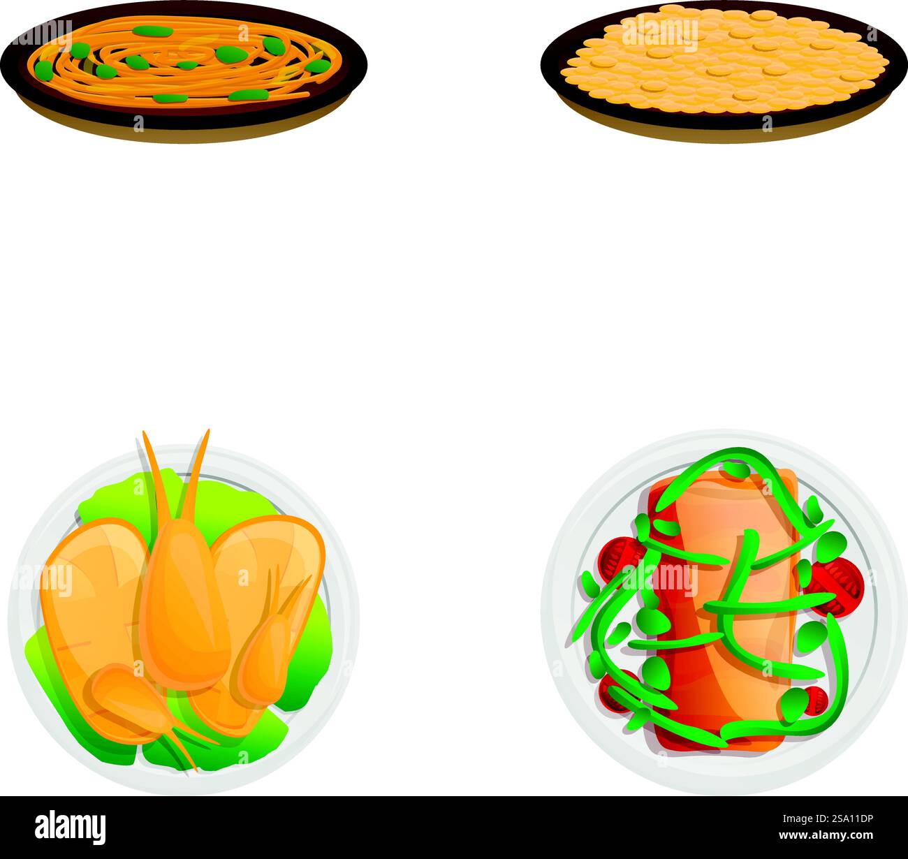 Lunch icons set cartoon vector. Various dish for lunch. Cooking, food ...
