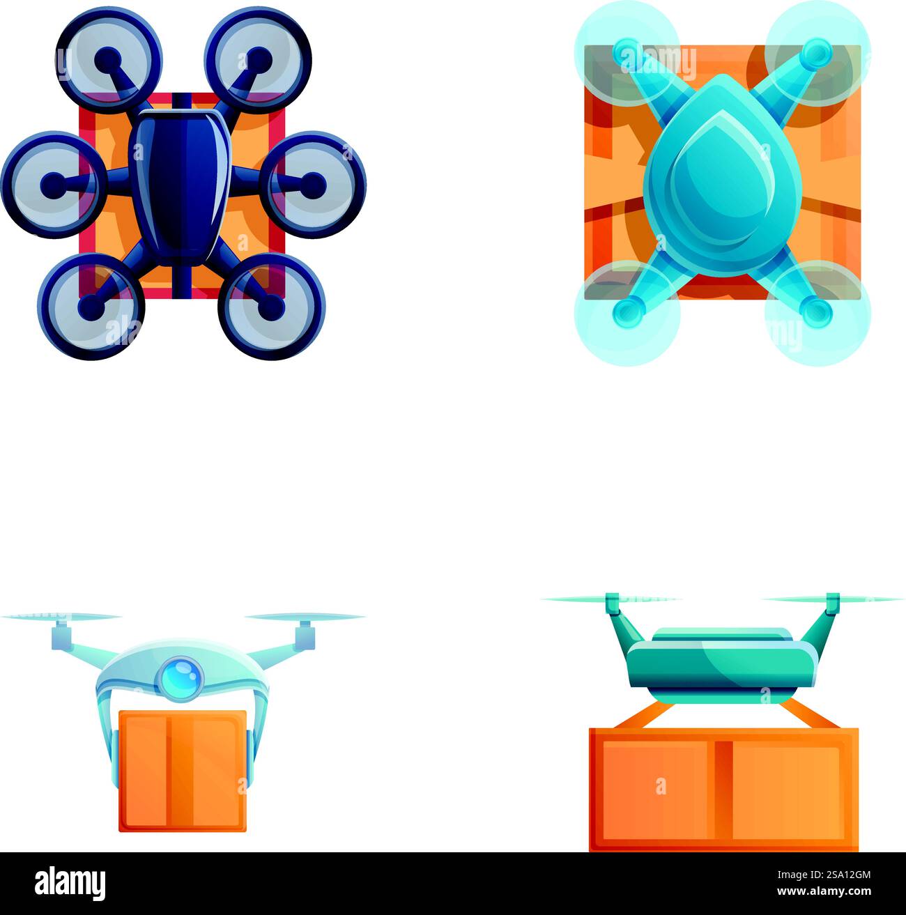 Shipping parcel icons set cartoon vector. Delivery parcel box with ...
