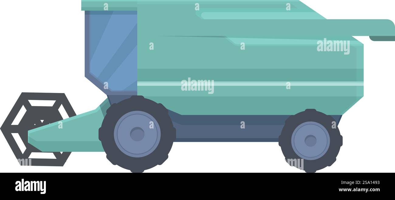 Combine harvester corn field icon cartoon vector. Farm vehicle. Rural ...