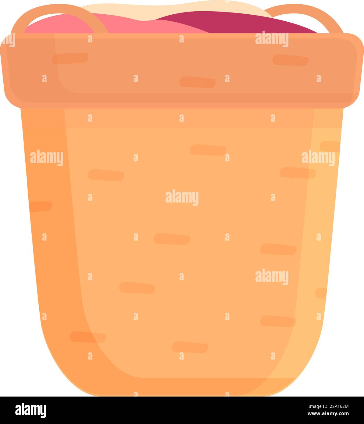 Wooden laundry basket icon cartoon vector. Rattan plastic. Wash attire ...