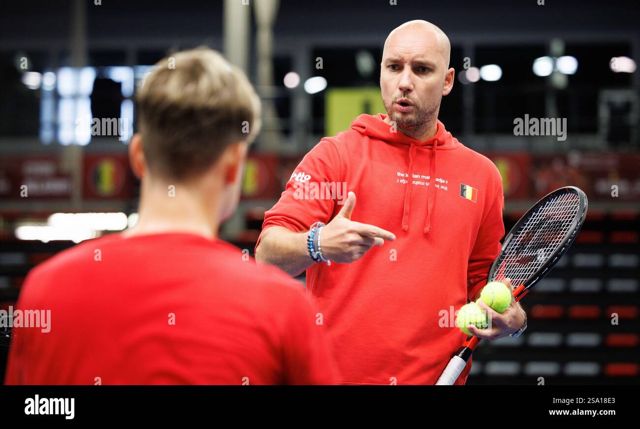 Belgian captain Steve Darcis pictured during a training practice of the