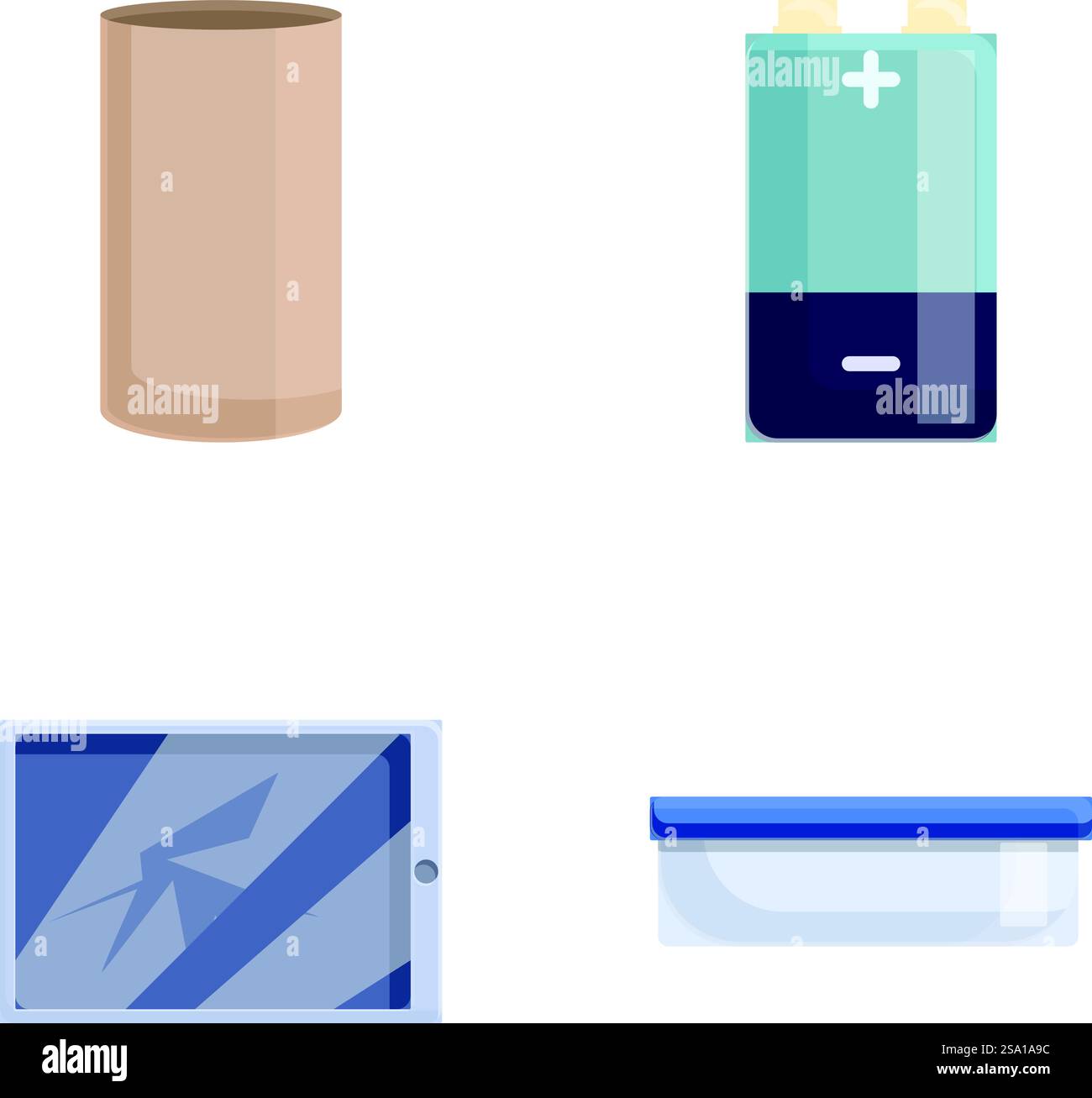 Technical garbage icons set cartoon vector. Old home appliance ...