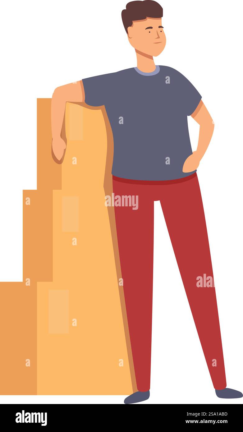Storekeeper warehouse stack icon cartoon vector. Boxes carton. Salesman ...