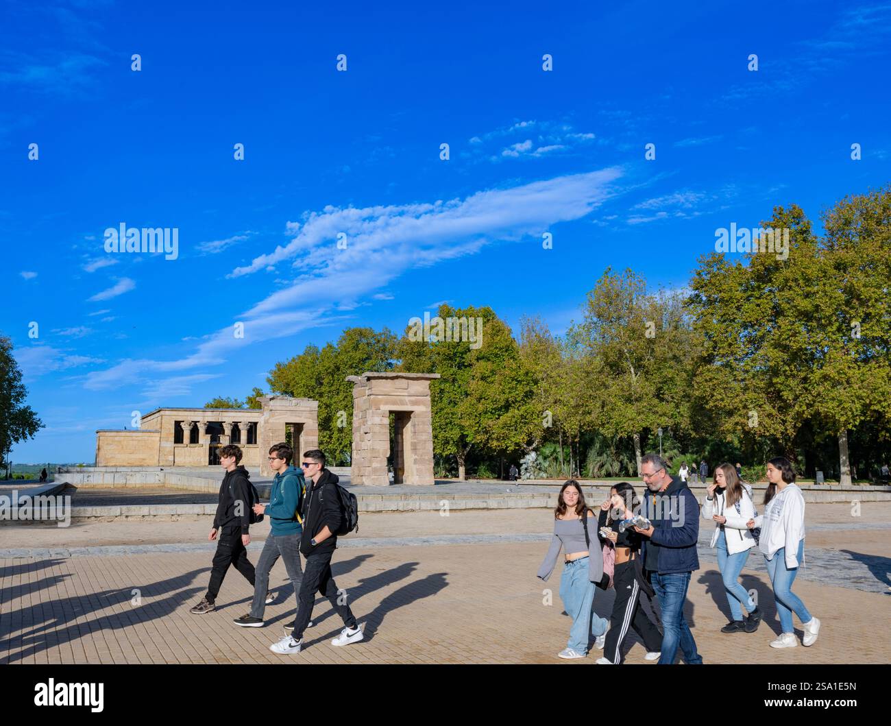 Templon de Debod (Temple of Debod) in the landscaped gardens of the Parque del Oeste, Madrid. Spain Stock Photo