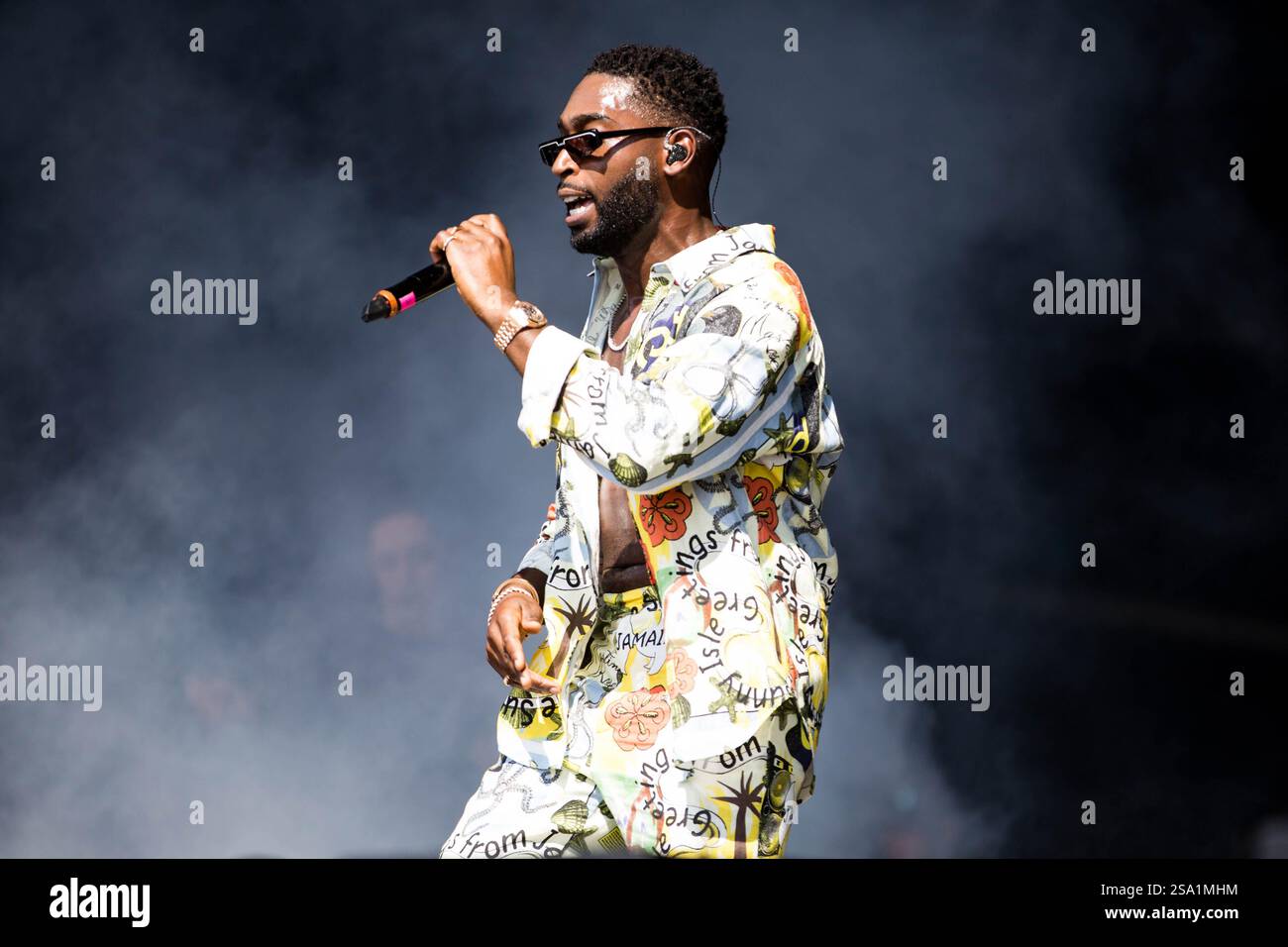 Tinie Rapper London, UK - August 24th, 2019: Tinie Tempah performing live during the ...