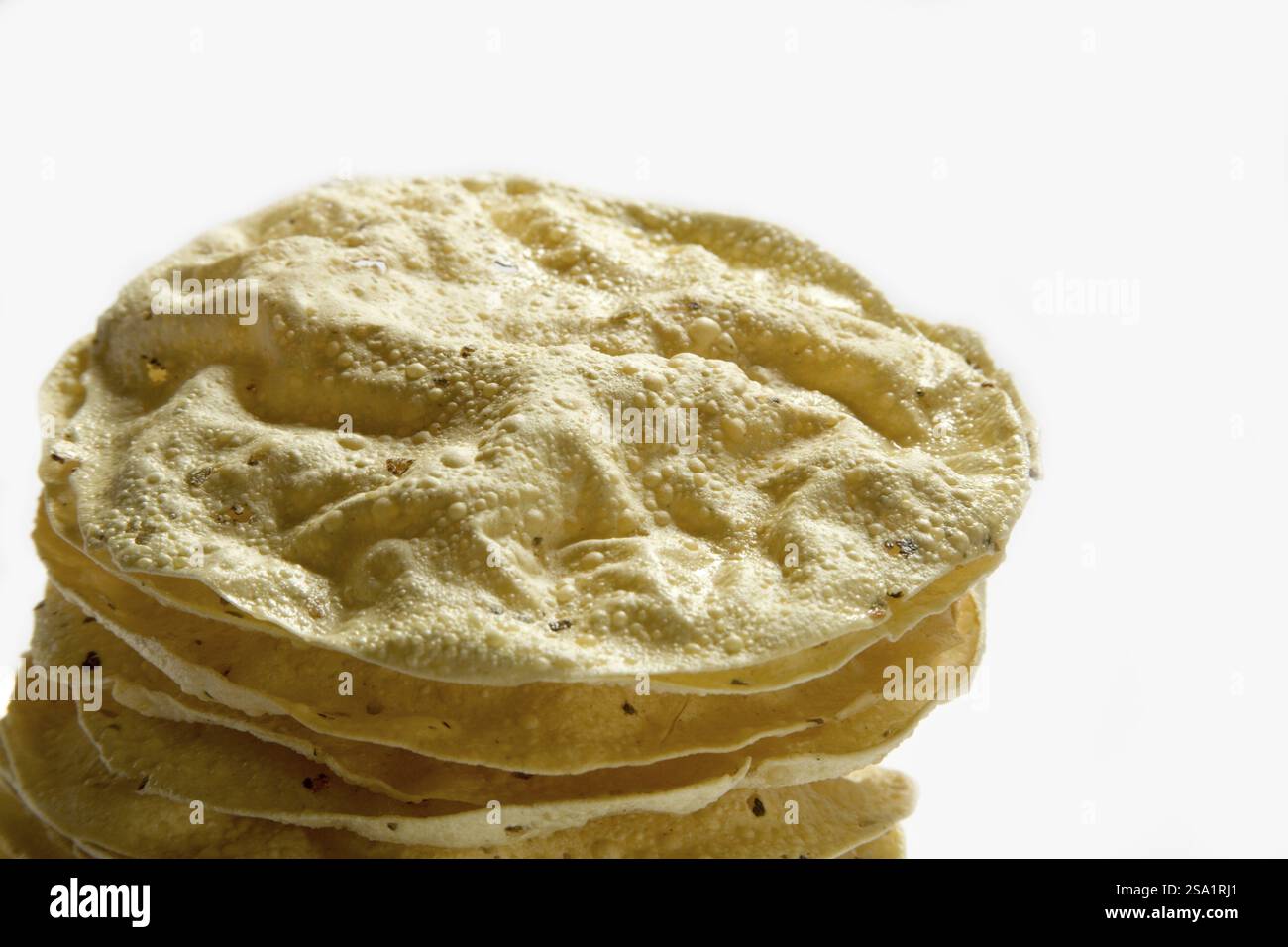 Deep fried pappadoms papad round wafer thin discs served roasted or ...