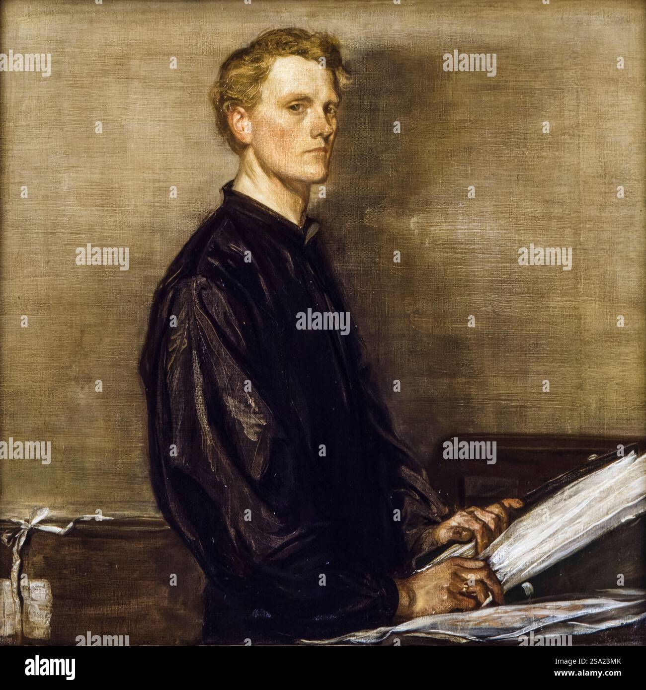 Charles Haslewood Shannon (1863-1937), Self-portrait painting of the English artist, oil on canvas, 1897 Stock Photo