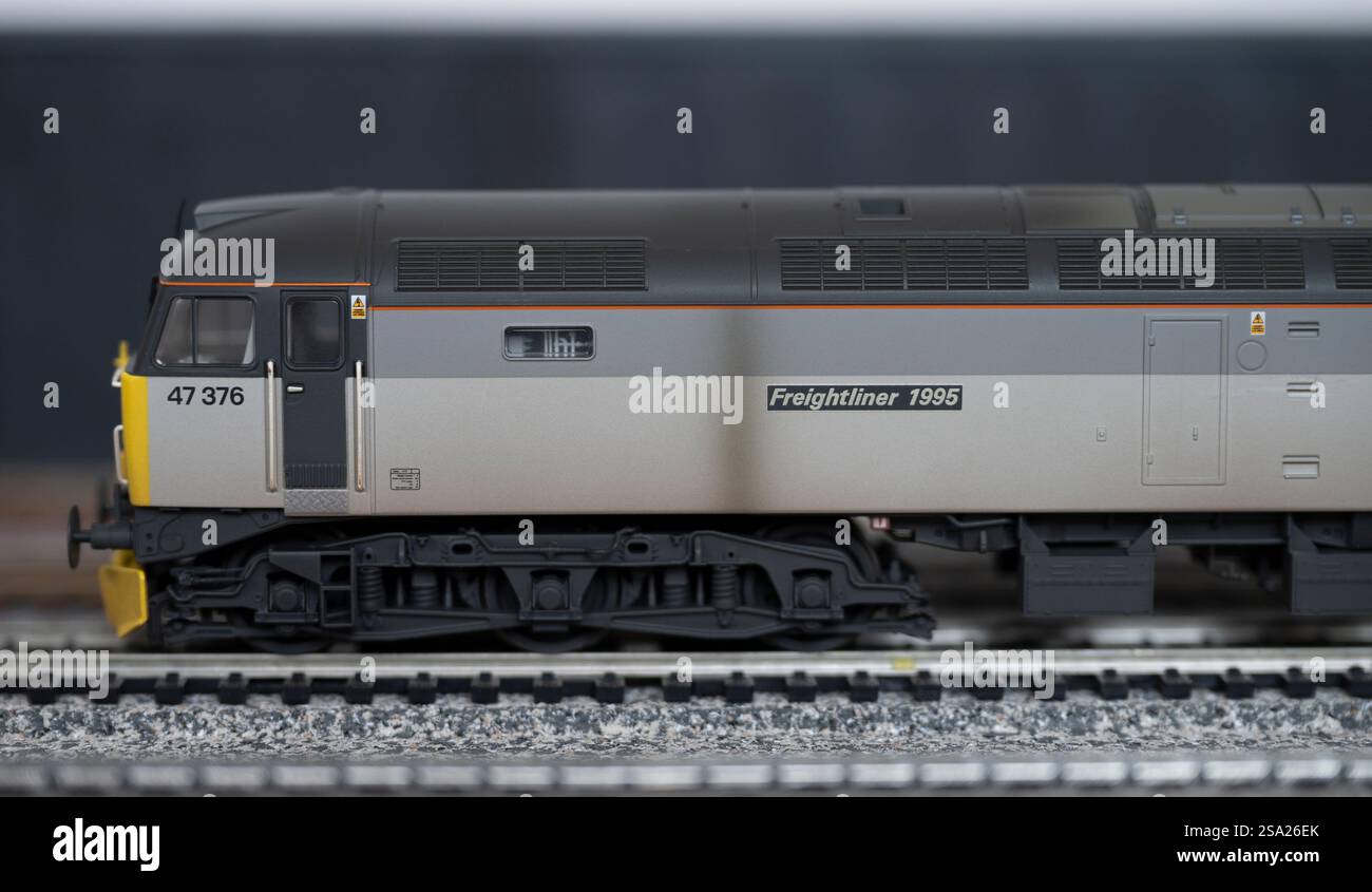 Class 47 diesel locomotive 47 376, Freightliner 1995, 00 gauge scale model Stock Photo