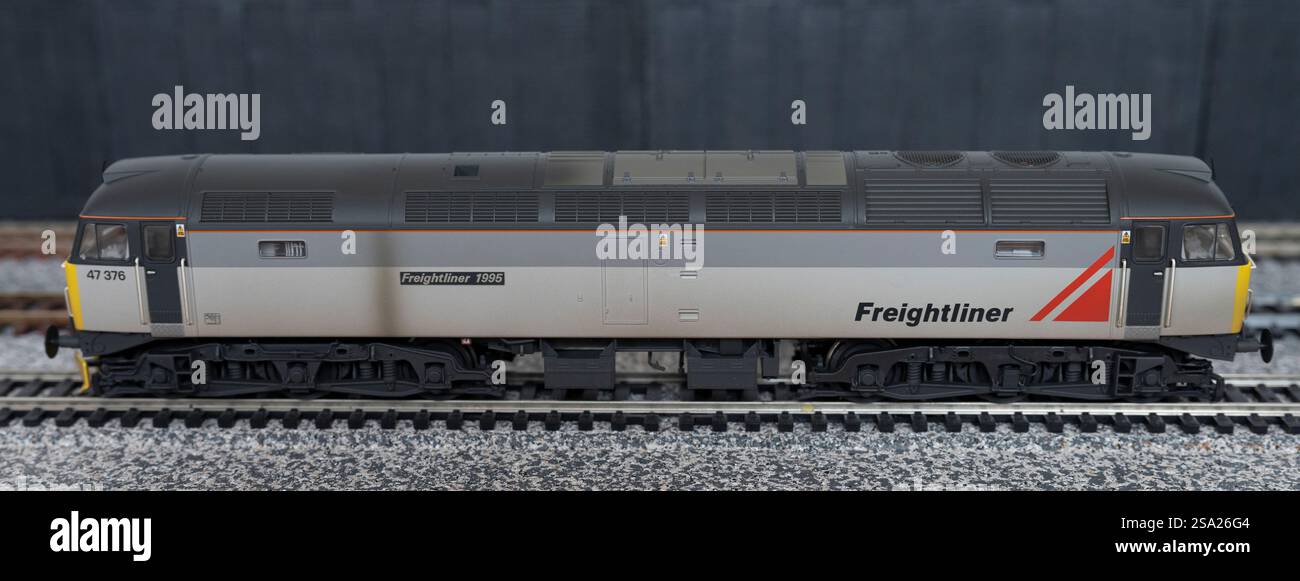 Class 47 diesel locomotive 47 376, Freightliner 1995, 00 gauge scale model Stock Photo