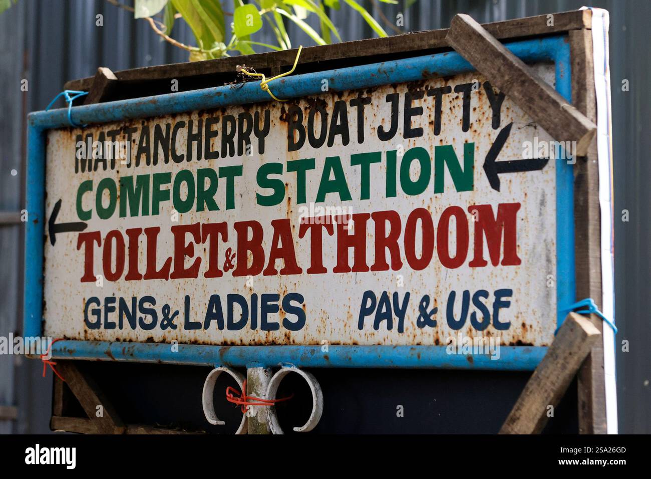 Sign for a public toilet in Kochi, Kerala, India Stock Photo