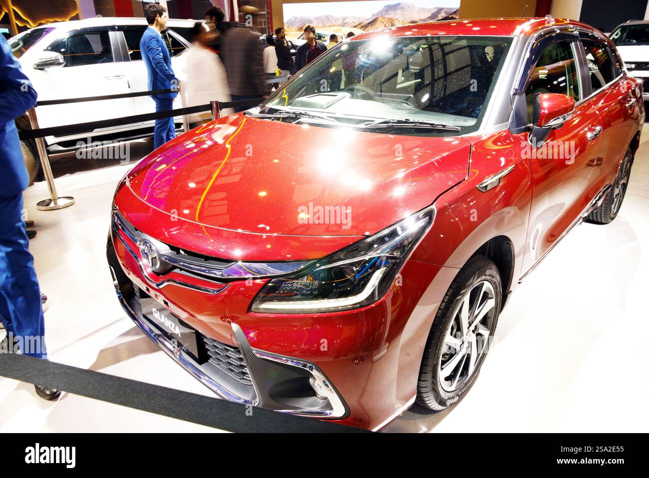NEW DELHI - JANUARY 20, 2025: Toyota Glanza car is on display at Bharat ...