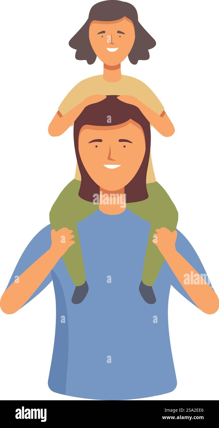 Happy parent kid fun icon cartoon vector. Holiday parents. Girl talking ...
