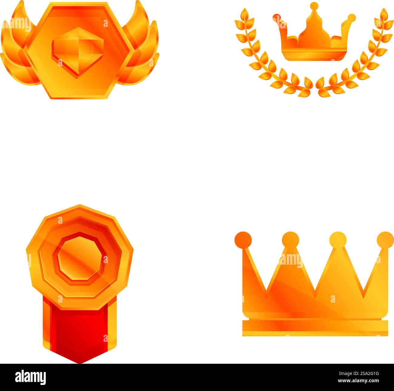 Insignia icons set cartoon vector. Various type of trophy and award for ...