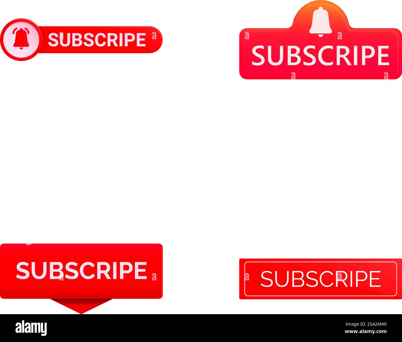 Subscribe now icons set cartoon vector. Red subscribe button. Social ...