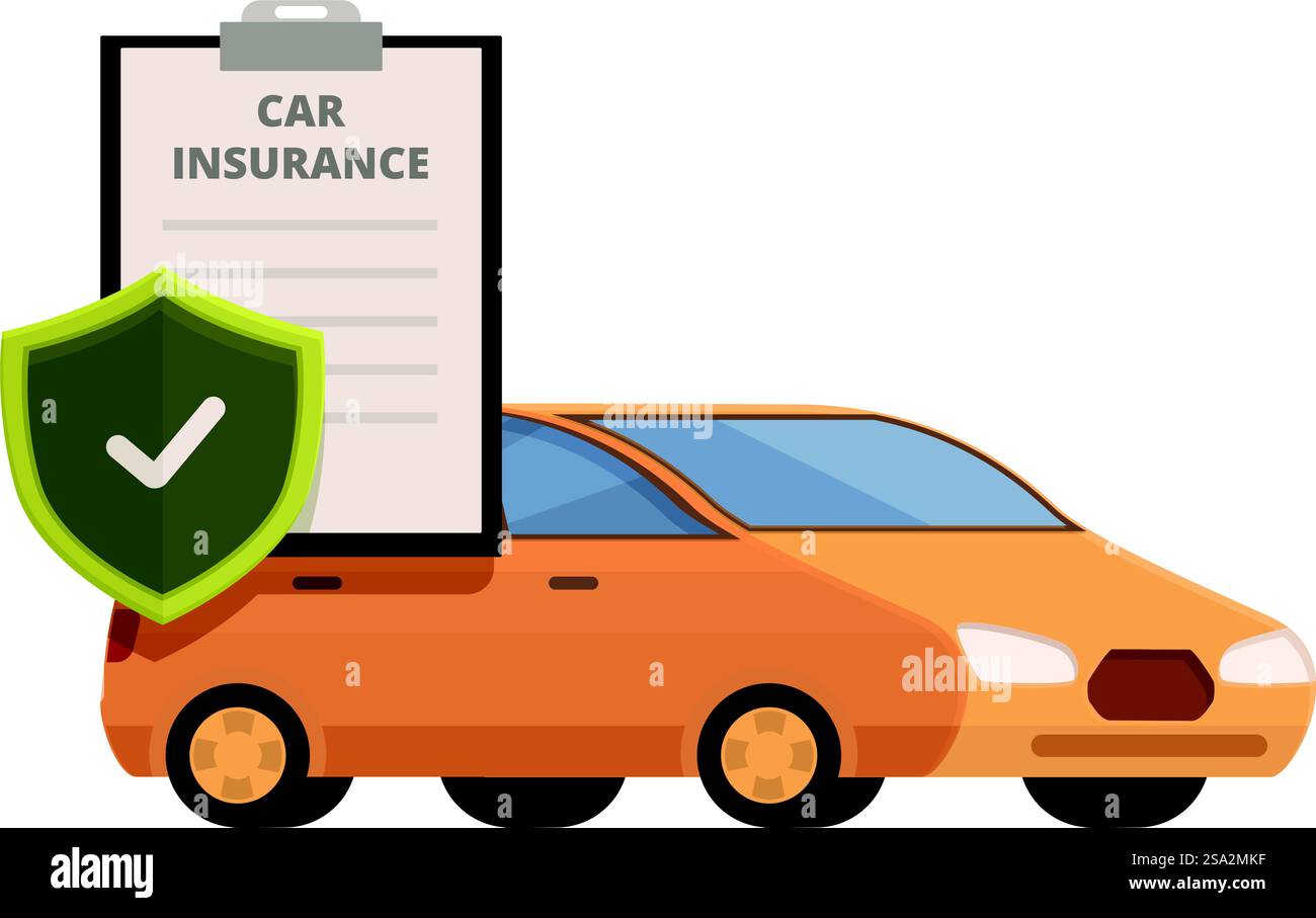 Vector graphic illustration of car insurance concept with shield ...