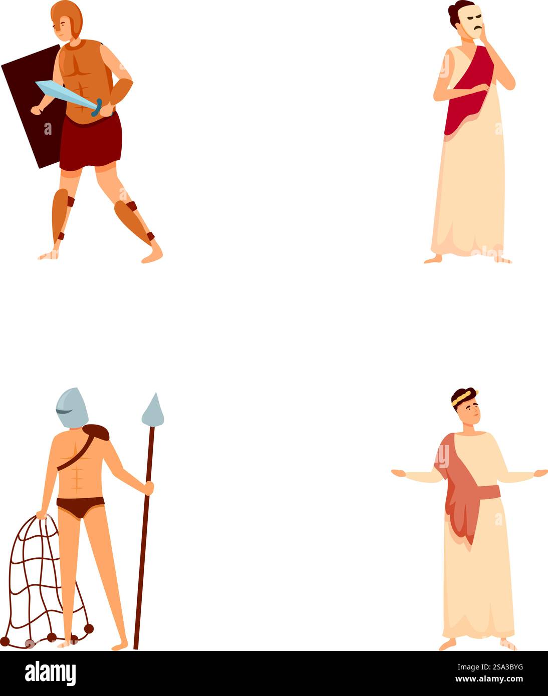 Amphitheater icons set cartoon vector. Ancient roman character ...
