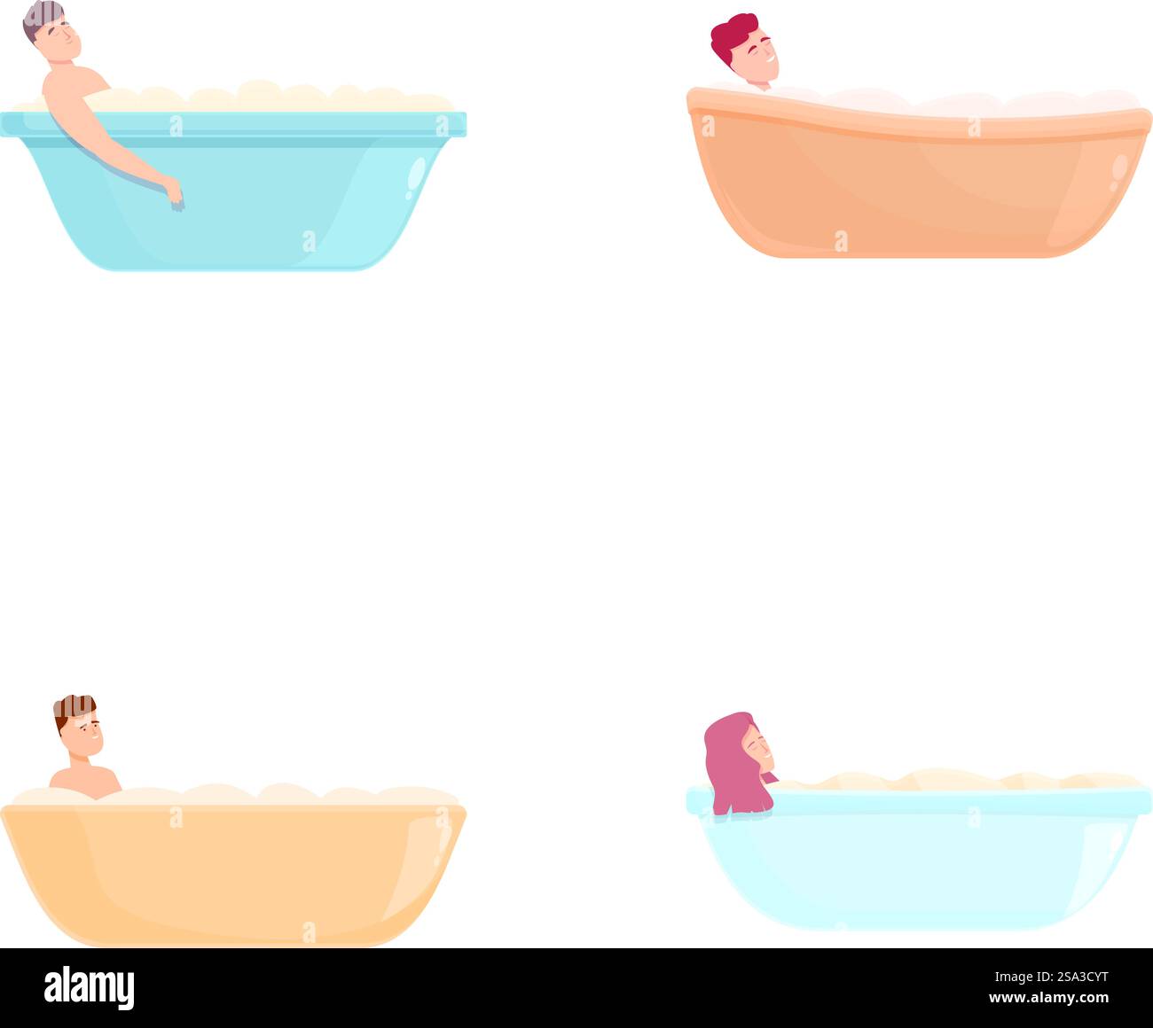 Set of cartoon illustrations featuring diverse people enjoying a ...