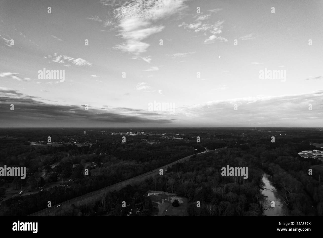 Aerial view from drone cityscape Black and White Stock Photos & Images ...