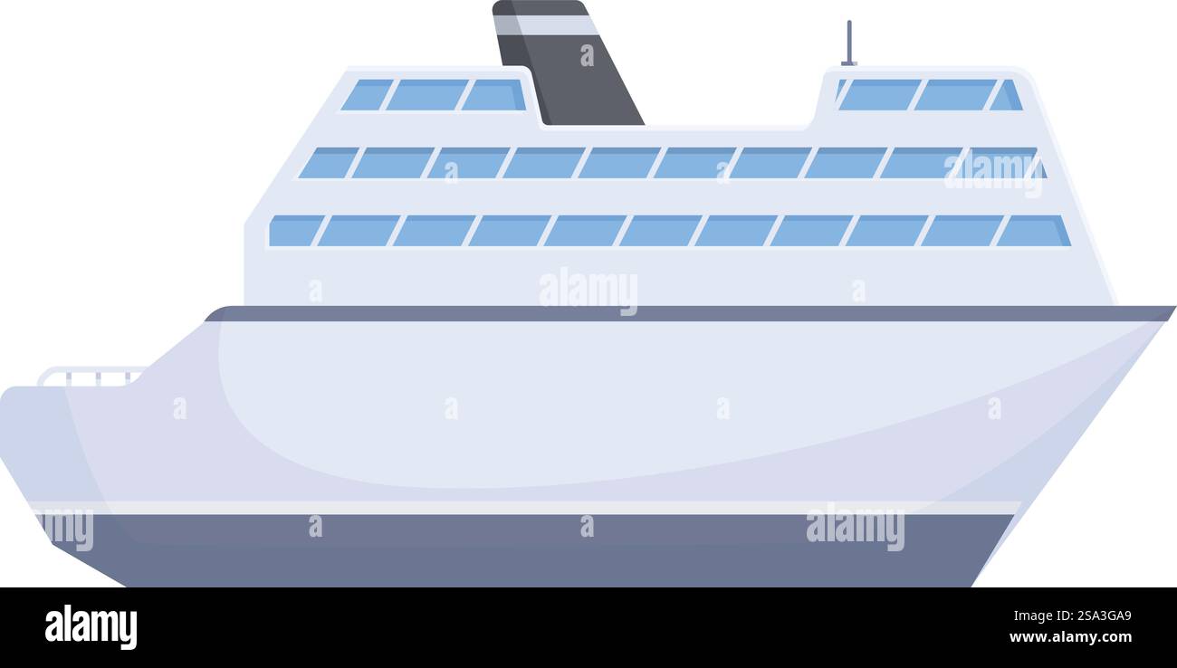 Vector illustration of a contemporary cruise ship, isolated on a white ...