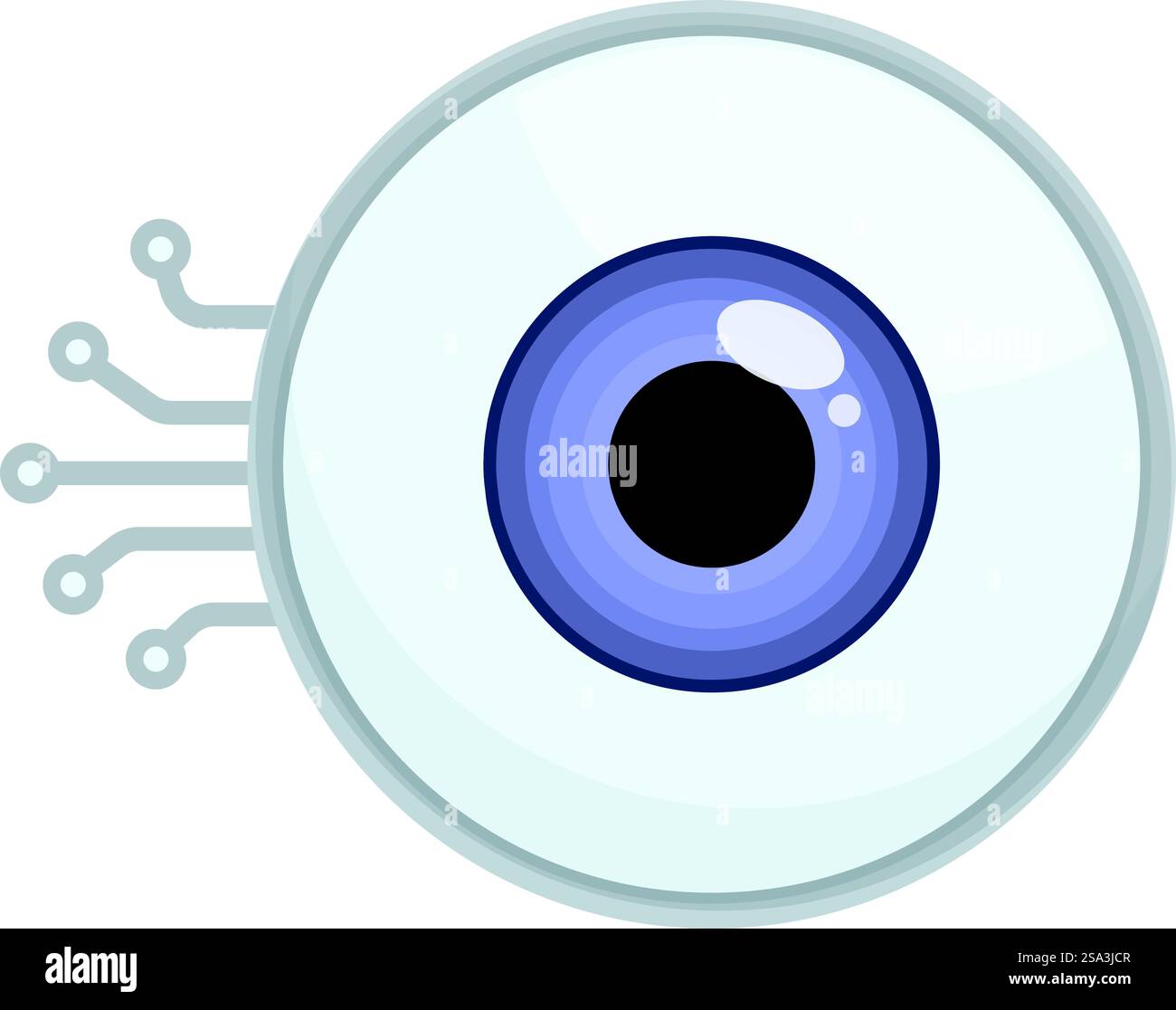 Futuristic digital eye surveillance technology concept illustration with circuit board, cyber artificial intelligence, security vision monitoring. Graphic representation of a hightech eye with circuit board elements symbolizing digital surveillance Stock Vector