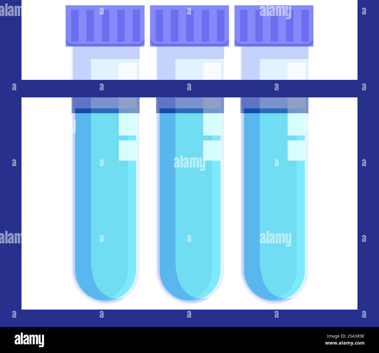 Flat design illustration of test tubes containing blue liquid in a ...