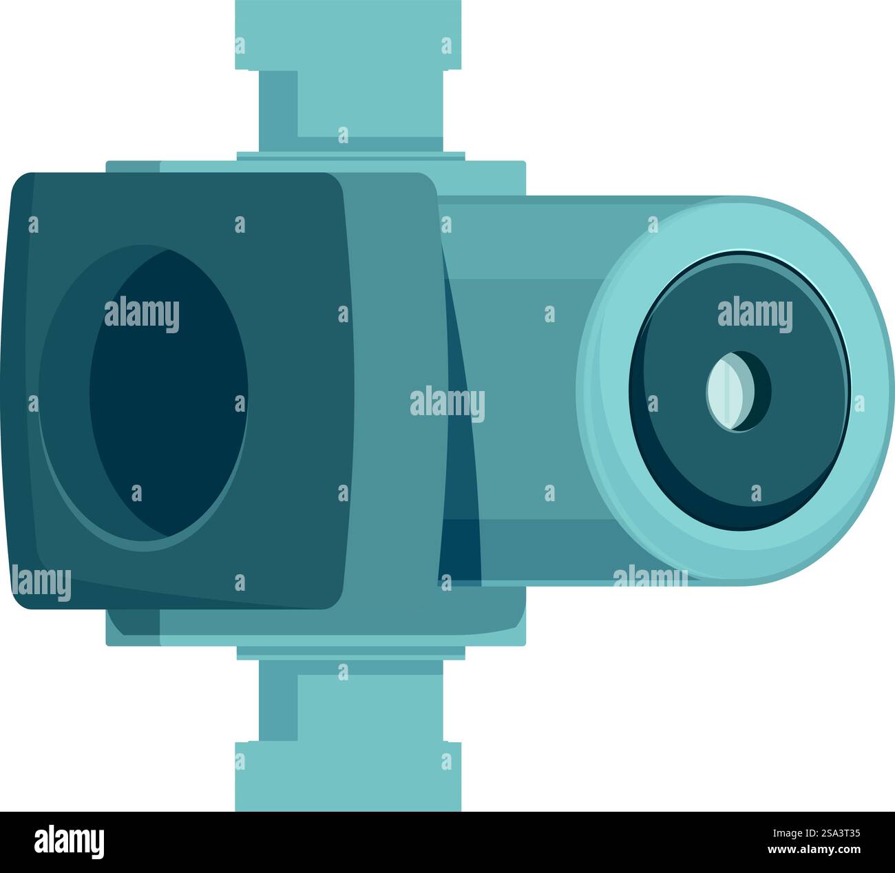 Flat design vector graphic of a contemporary digital camera, perfect for technologythemed projects. Modern digital camera vector illustration Stock Vector