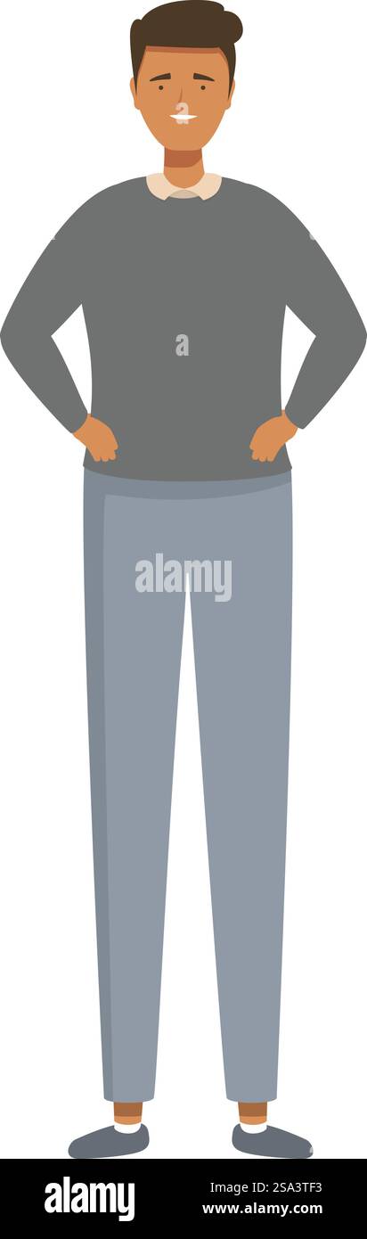 Vector illustration of a smiling young man in casual attire standing ...