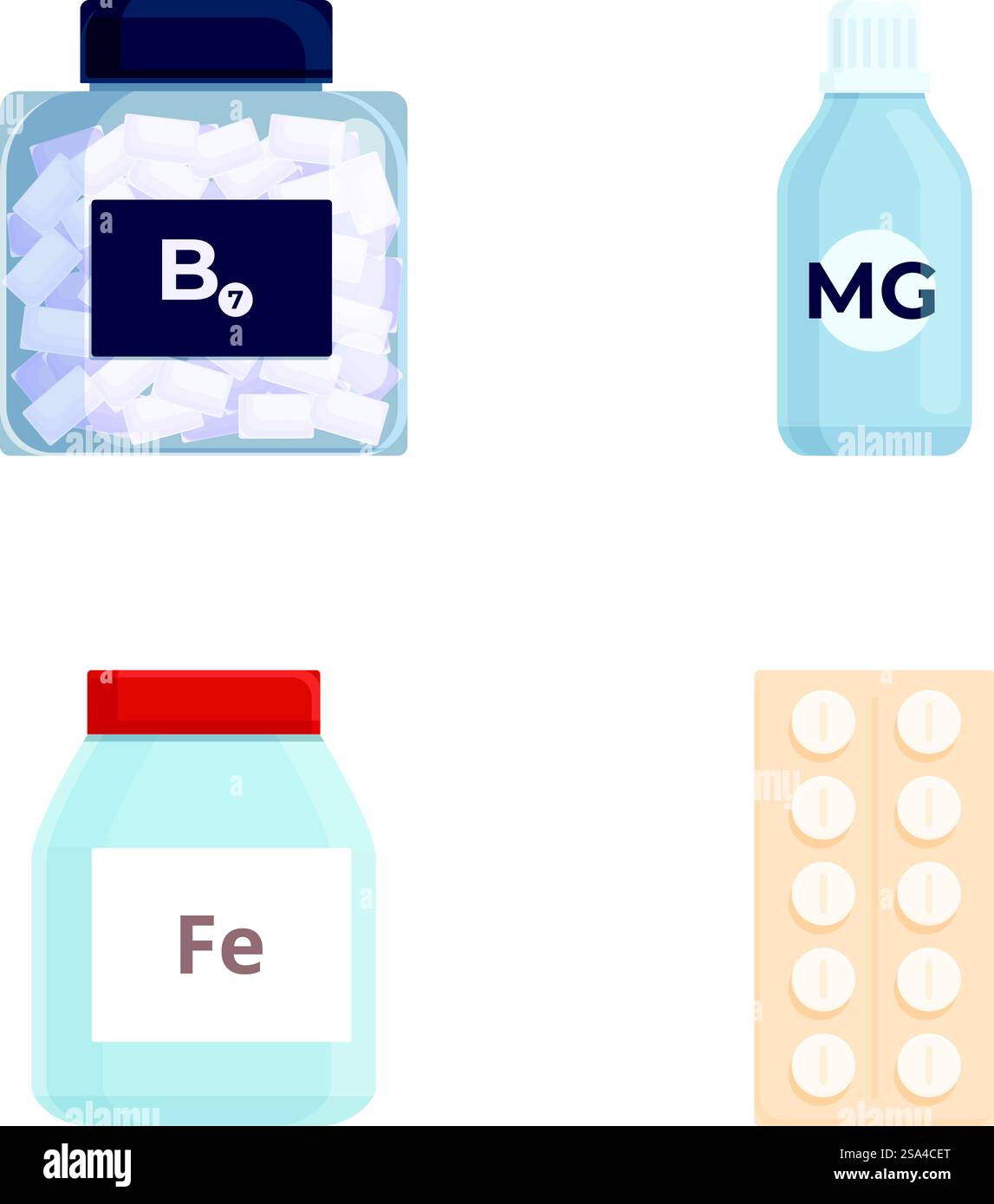 Vector set of supplemental vitamins and minerals boron, magnesium, iron ...
