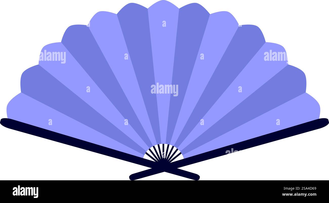 Traditional purple hand fan folded and open creating a geometric ...