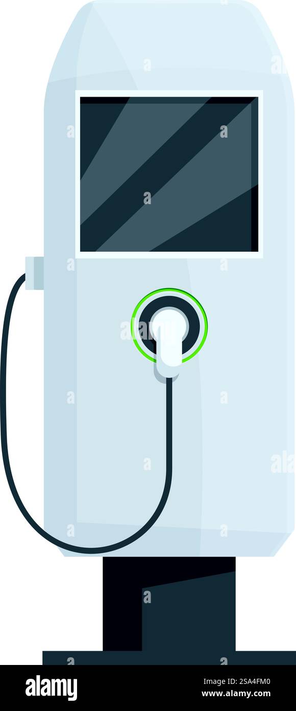 Electric vehicle charging station supplying power on white background ...