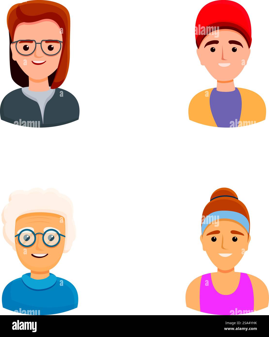 Profile avatar icons set cartoon vector. Male and female portrait ...