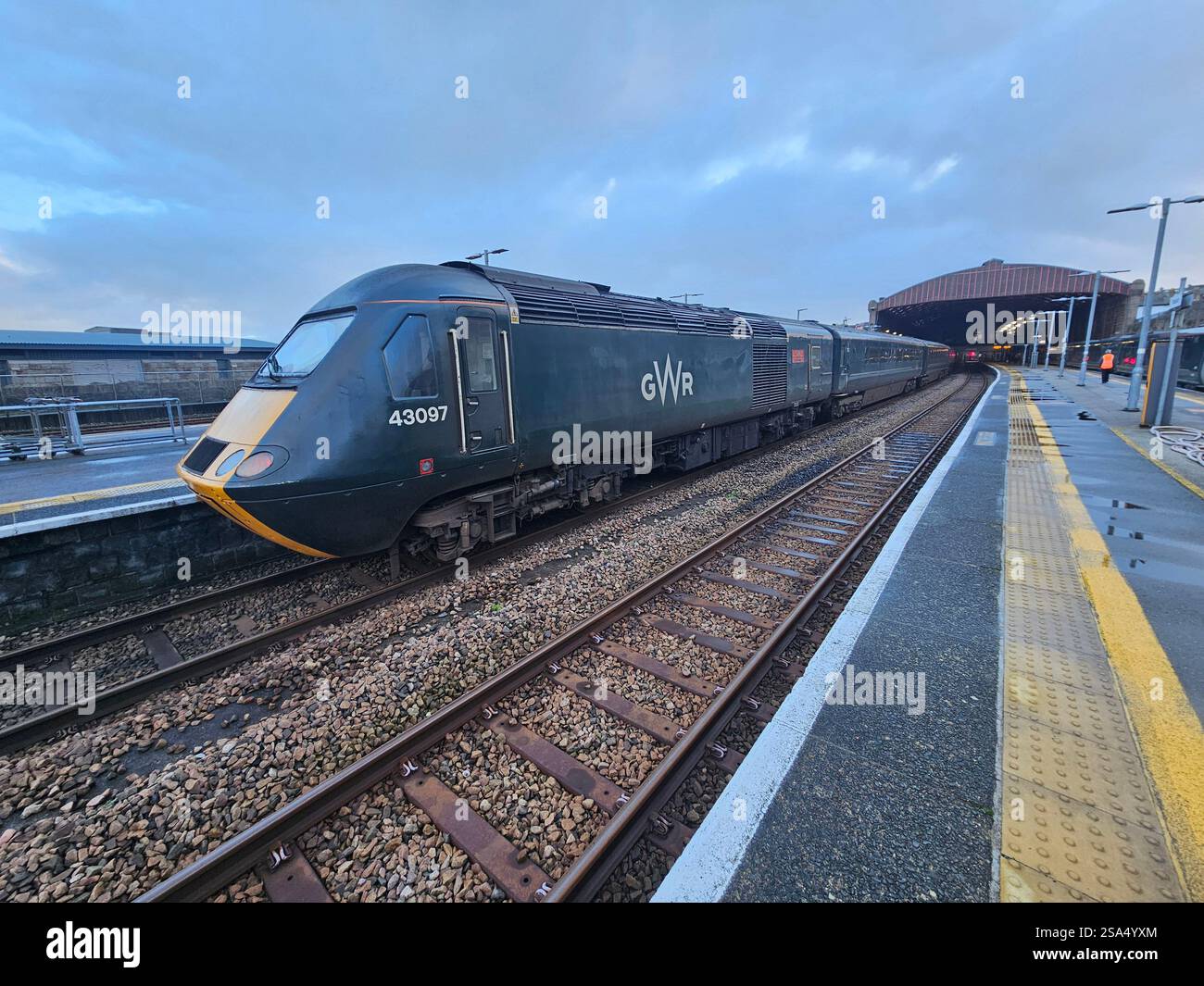Great Western Railway (GWR) Class 43 (HST) waiting to depart Penzance Railway Station. - Smartphone Captured Stock Image