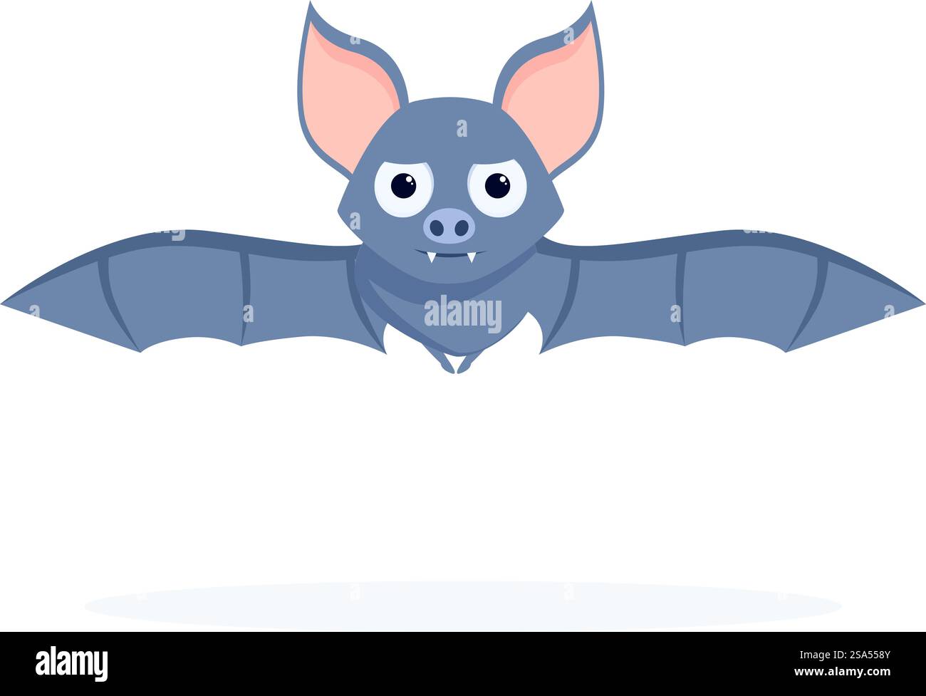 Cute cartoon bat flying with spread wings and big eyes. Cartoon bat ...