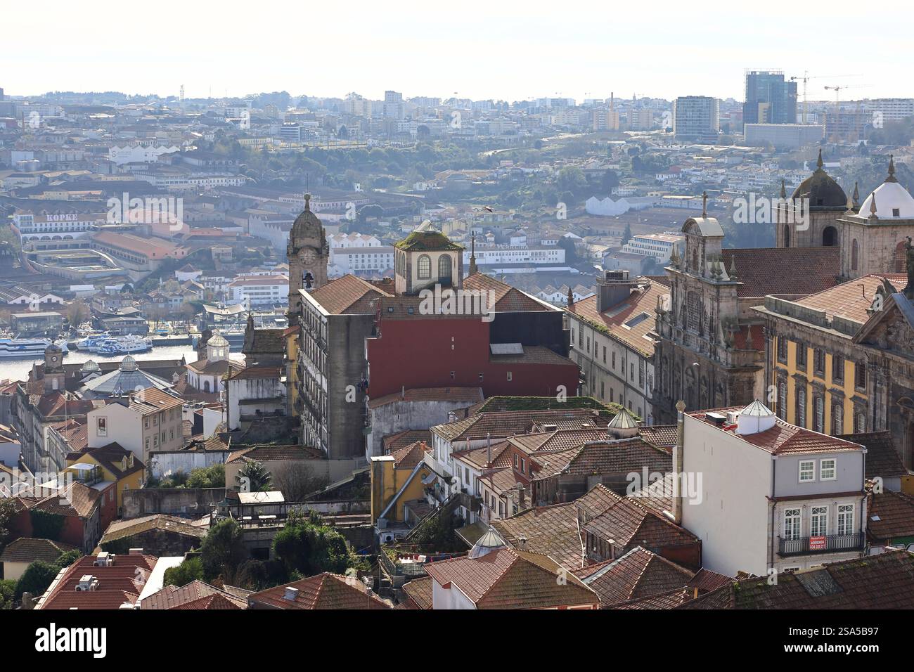 Historical center of Porto with Douro River and Vila Nova de Gaia in the background.Porto.Portugal Stock Photo