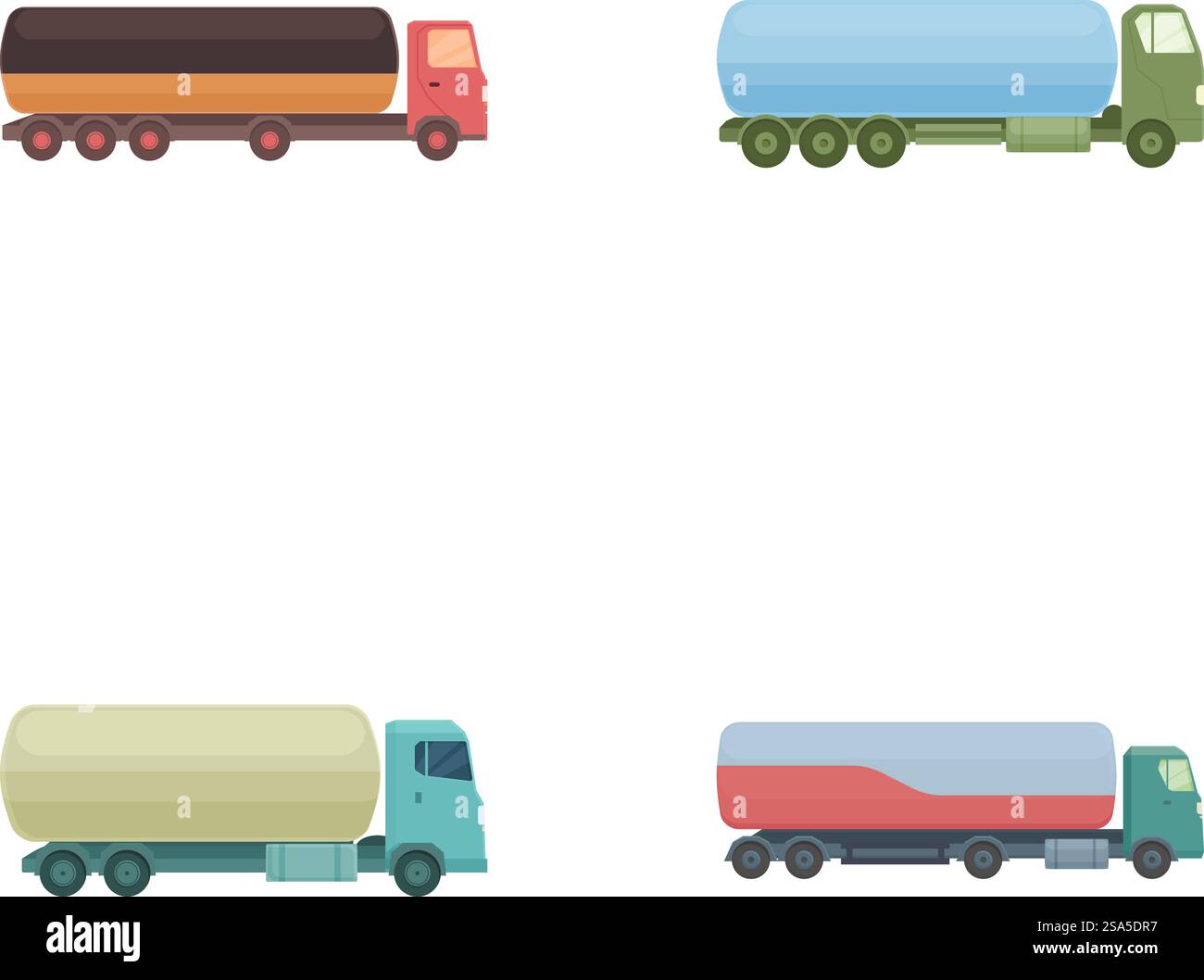 Illustration of four different colored vector trucks, isolated on a ...