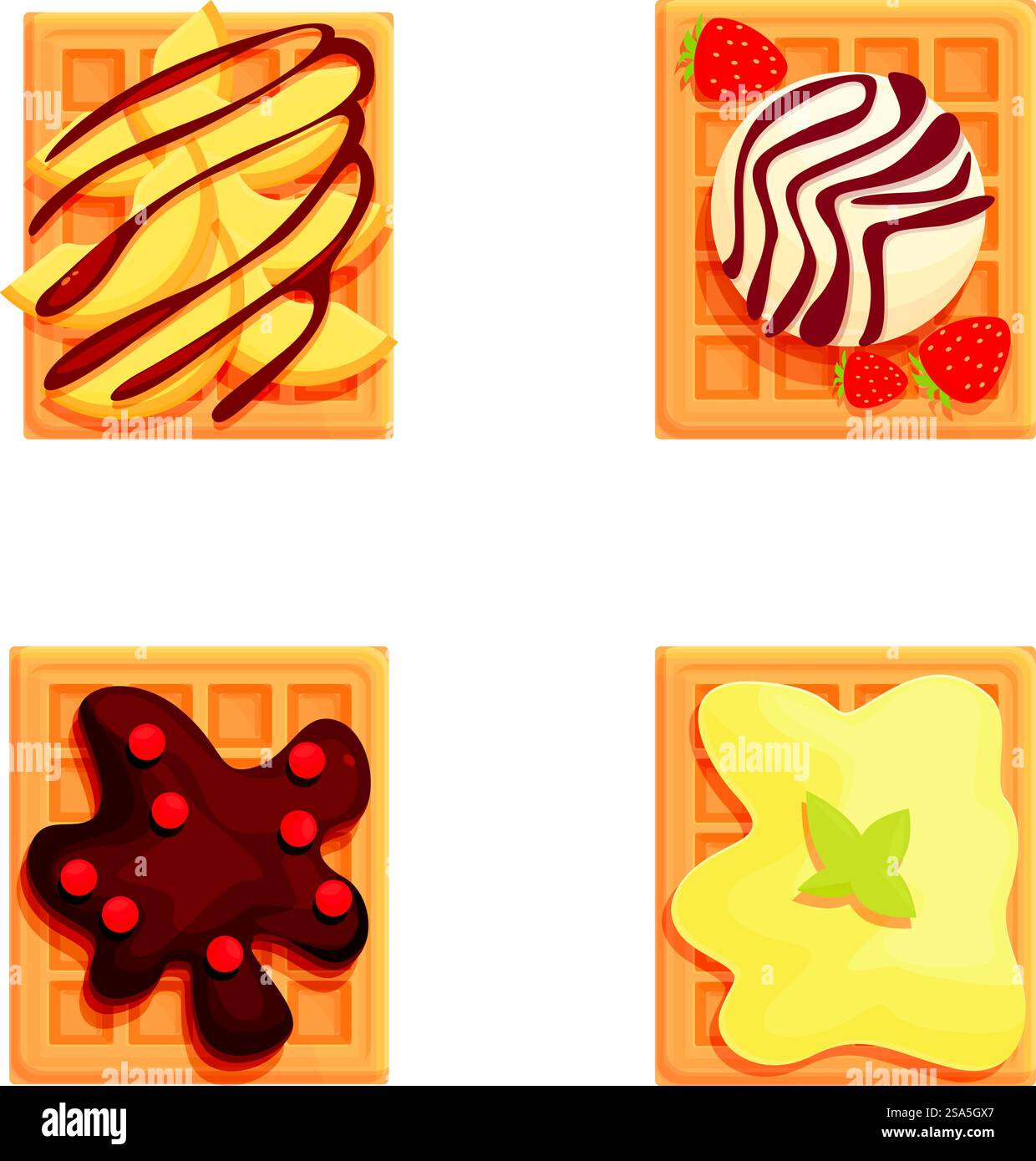 Belgian waffles chocolate bananas Stock Vector Images - Alamy